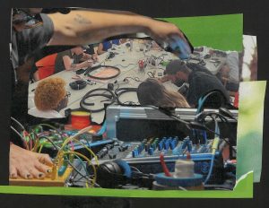 Image: A collage of photos taken at VOZU workshop at Co-Prosperity led by Juanjosé Rivas. Image by Bri Robinson.